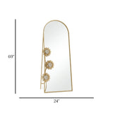 metal mirror stand & 3flower golden ''69x24'' china