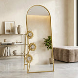 metal mirror stand & 3flower golden ''69x24'' china