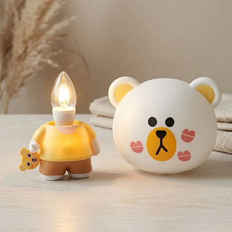 night lamp plastic white yellow cute teddy bear shape china