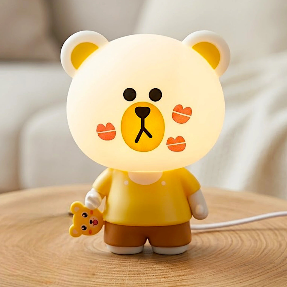 night lamp plastic white yellow cute teddy bear shape china