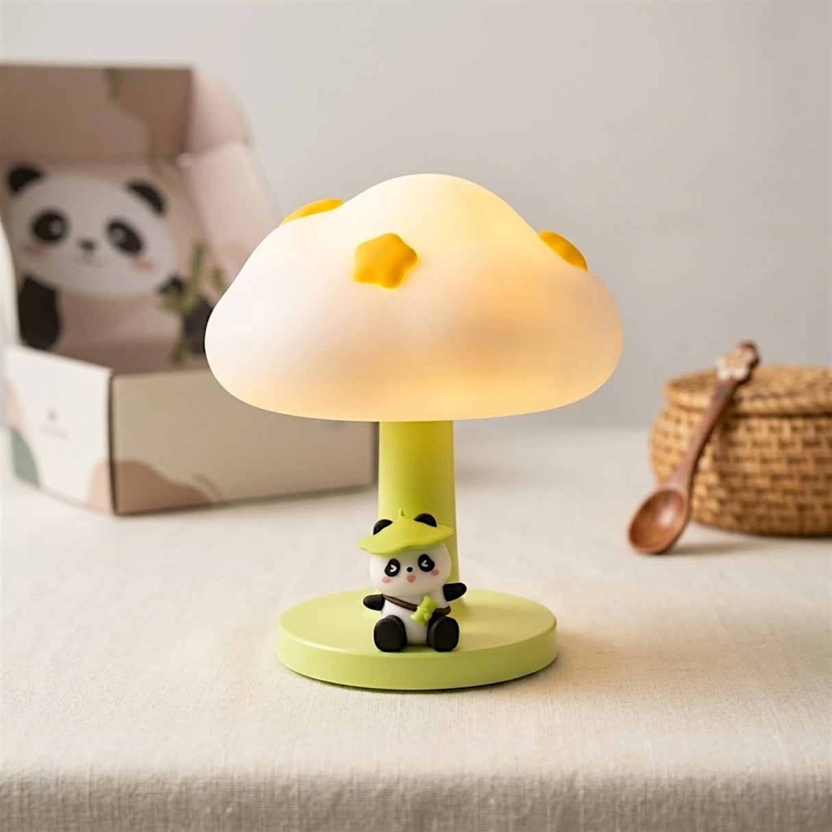 night lamp plastic green white cute panda mushroom design china