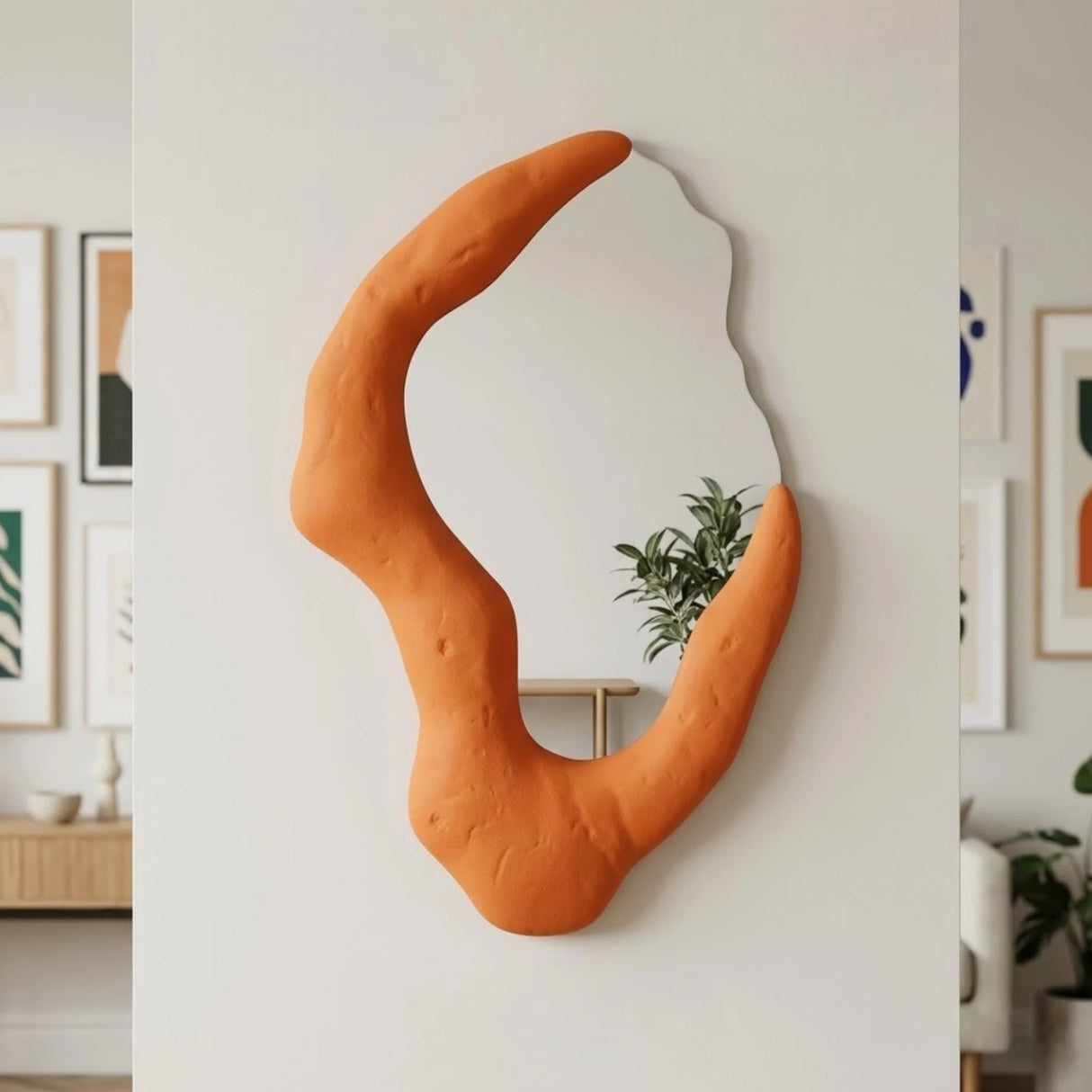 wall hanging mirror fiber orange 32''x20'' china