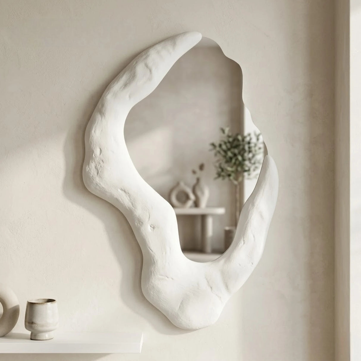 wall hanging mirror fiber white 32''x20'' china