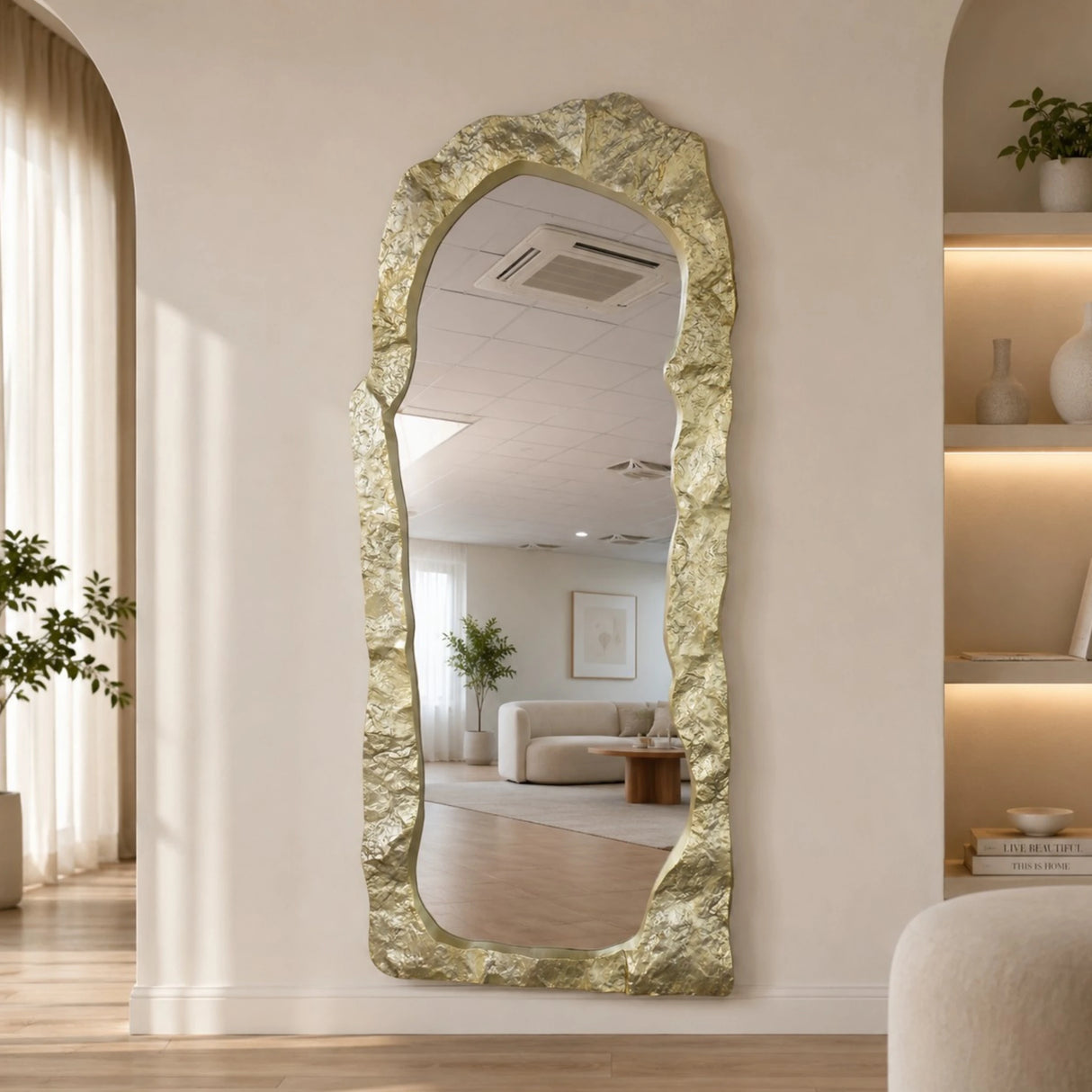 standing mirror fiber golden 72''x32'' china