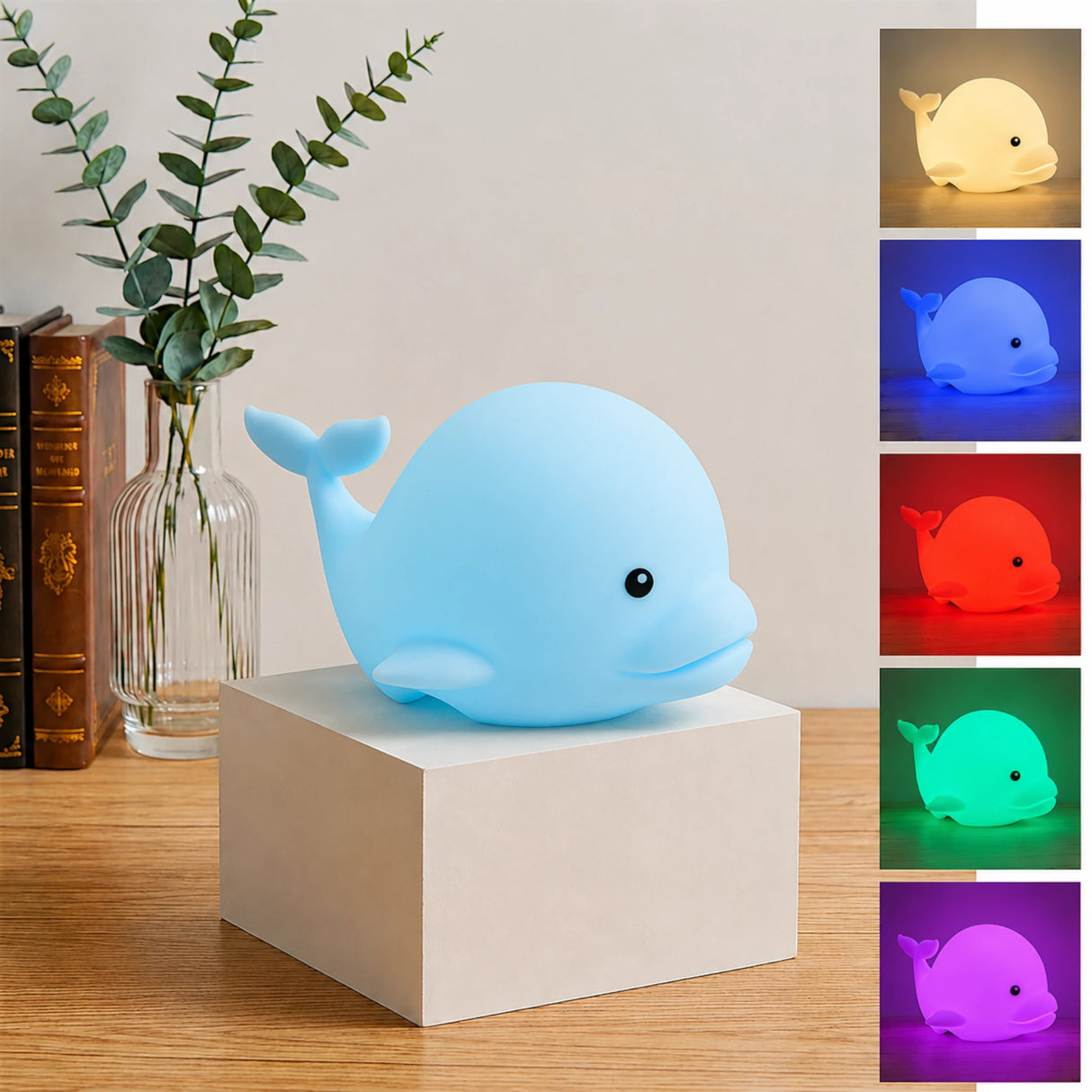dolphin night lamp silicone blue 7.5"x5" china
