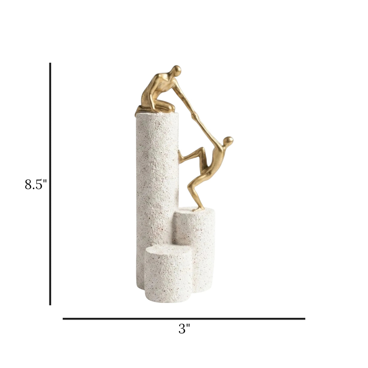 statue 2 human figure climbing 3s white & golden 8.5''x3'' china