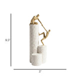 statue 2 human figure climbing 3s white & golden 8.5''x3'' china