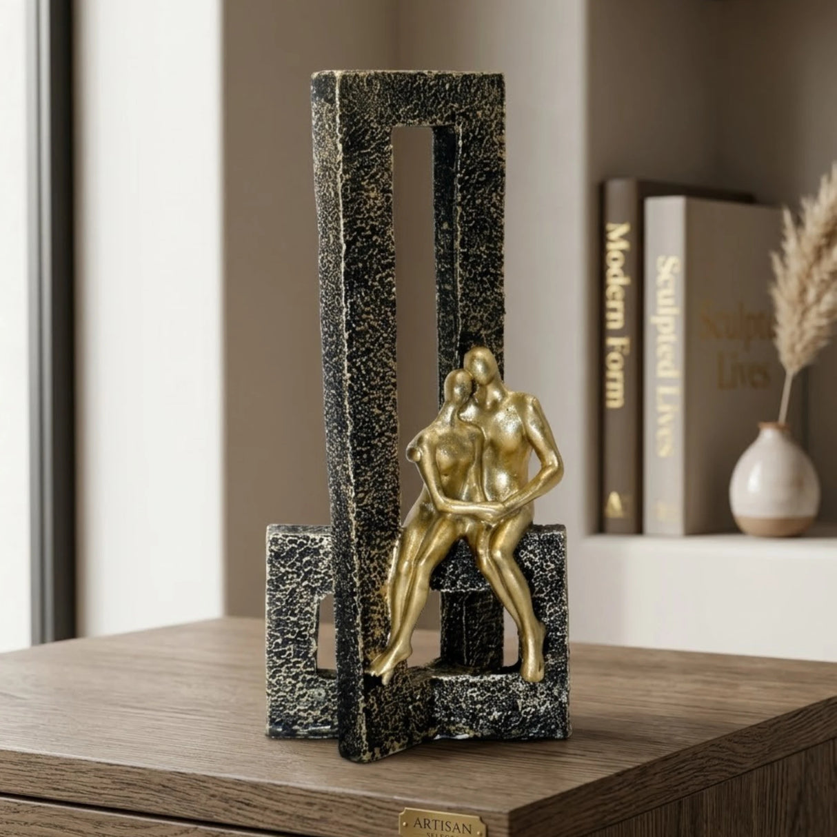 statue couple terrazzo frame black & golden 8''x4'' china