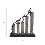 statue 4 figure climbing tall 5s black 9.5''x9'' china