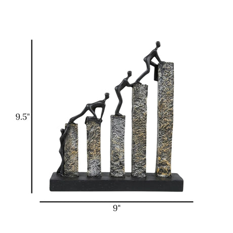 statue 4 figure climbing tall 5s black 9.5''x9'' china