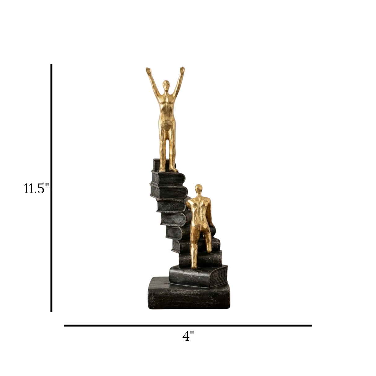 statue trophy 2men climbing stack book golden & black 11.5''x4'' china