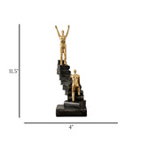statue trophy 2men climbing stack book golden & black 11.5''x4'' china
