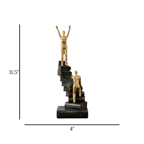 statue trophy 2men climbing stack book golden & black 11.5''x4'' china