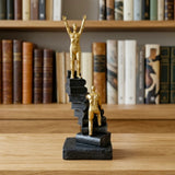 statue trophy 2men climbing stack book golden & black 11.5''x4'' china