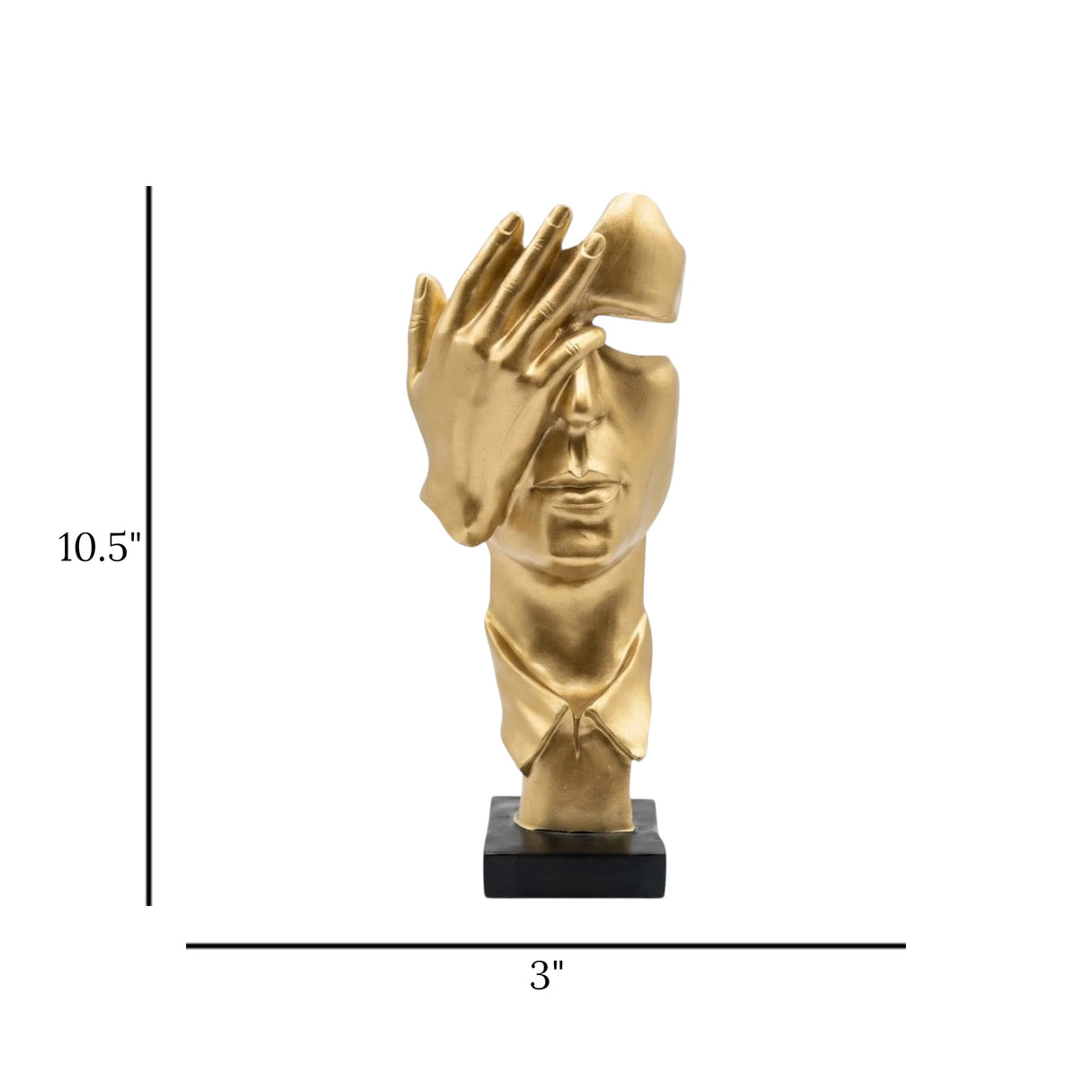 statue thinker face golden 10''x3'' china