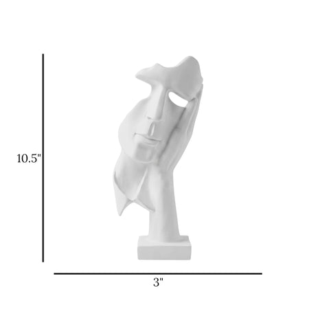 statue face on hand white 10.5''x3'' china