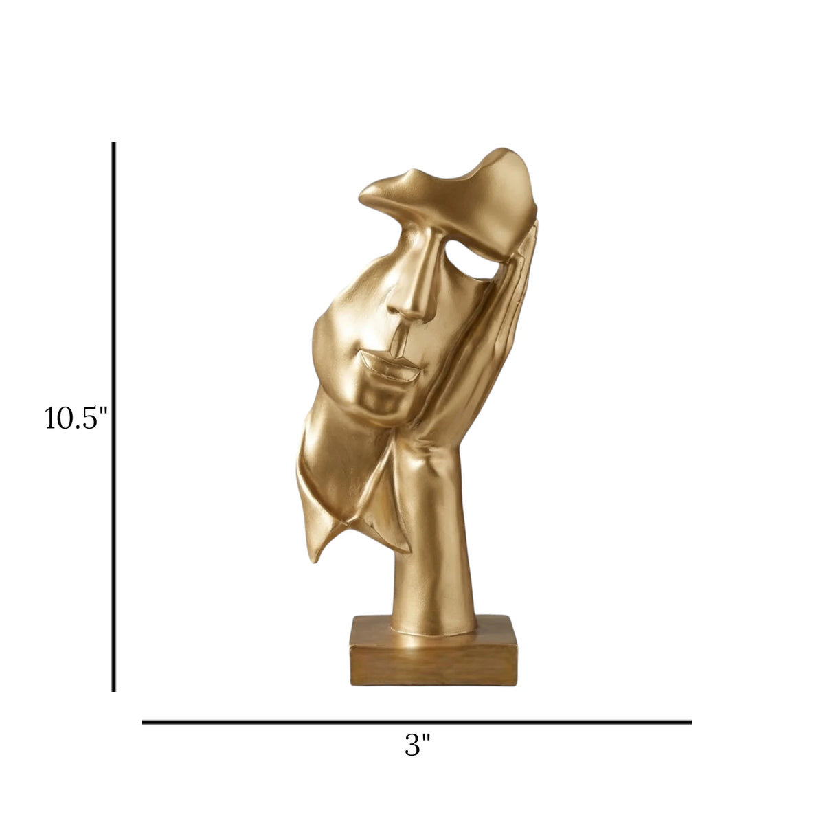 statue face in hand golden 10.5''x3'' china