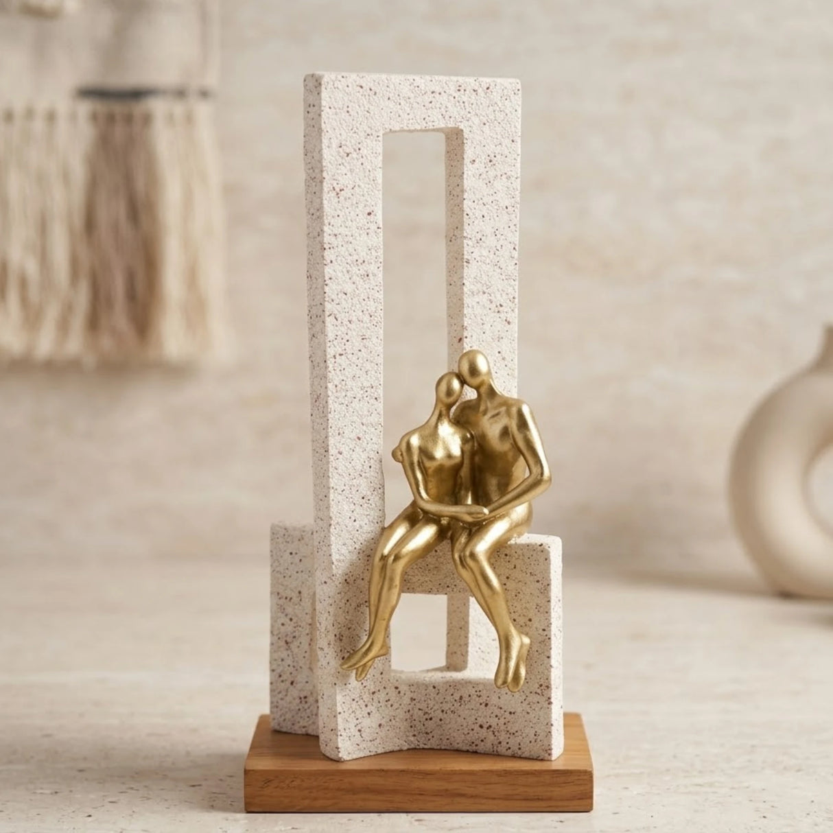 statue couple terrazzo frame white & golden 8''x4'' china