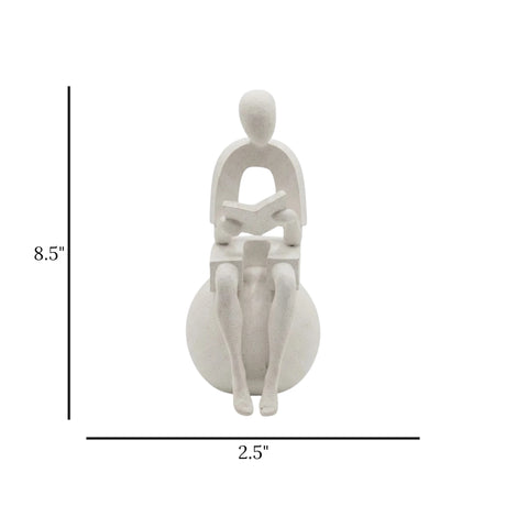 statue men reading book white 8.5''x2.5'' china