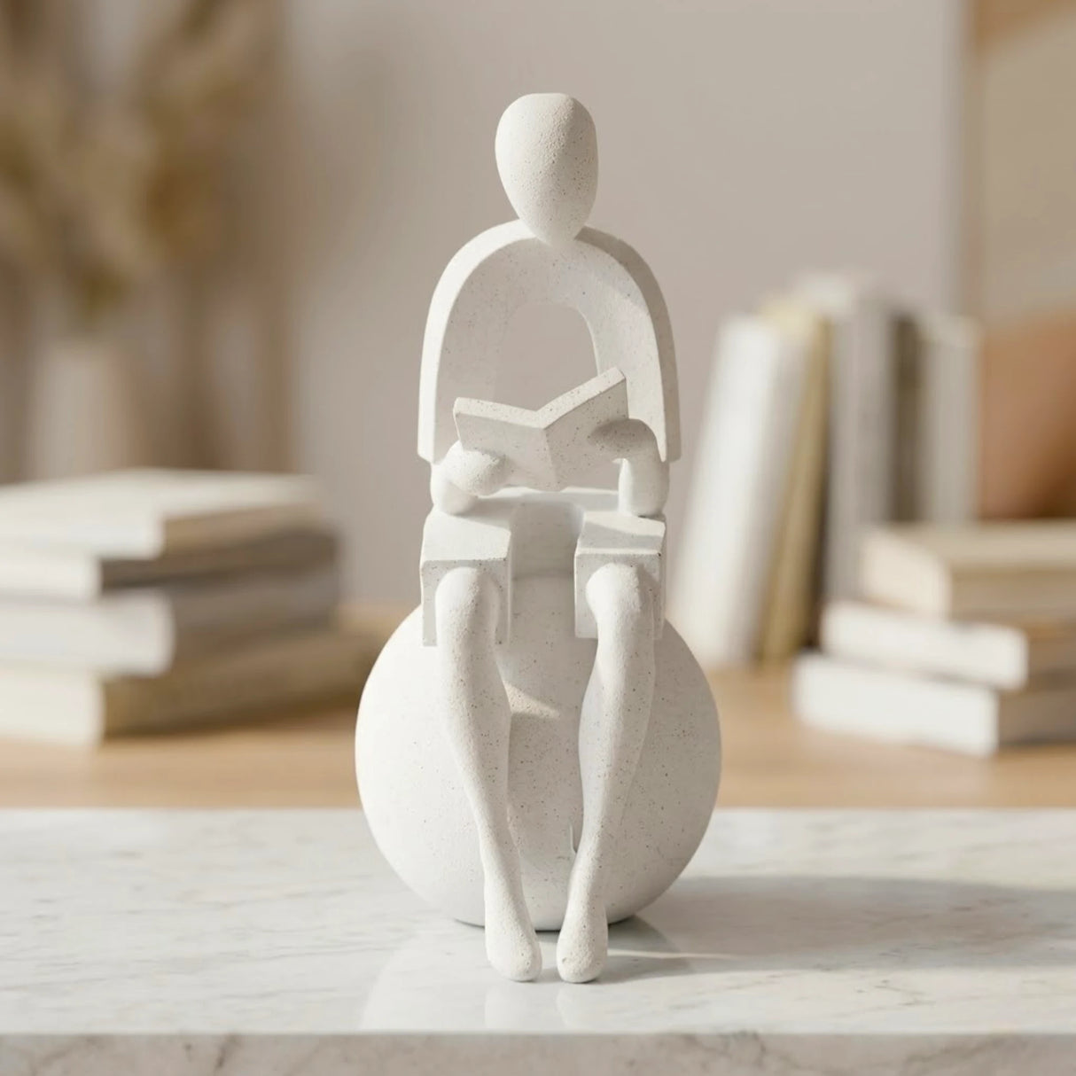statue men reading book white 8.5''x2.5'' china