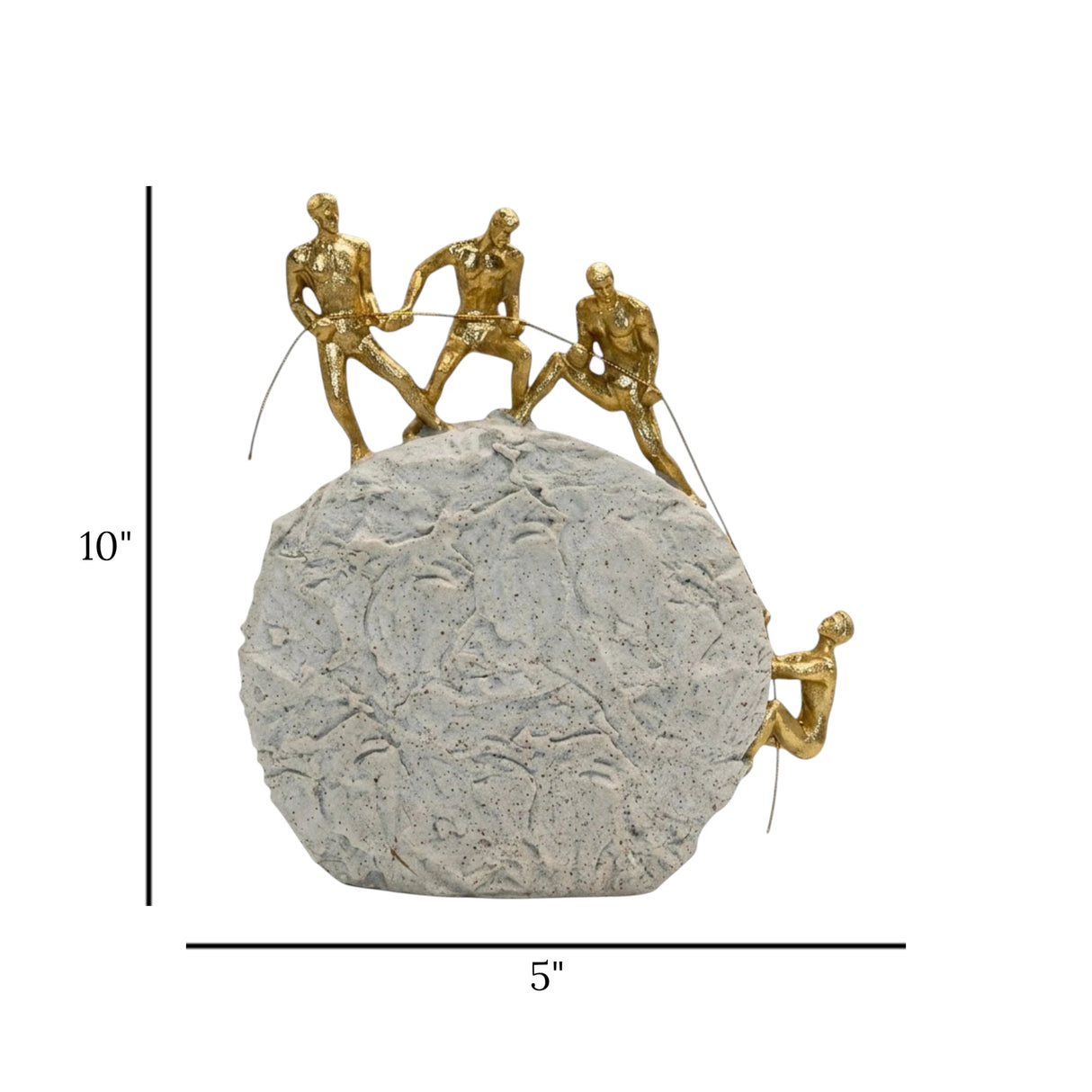 statue 4 figures pulling rope white & golden 10''x5'' china