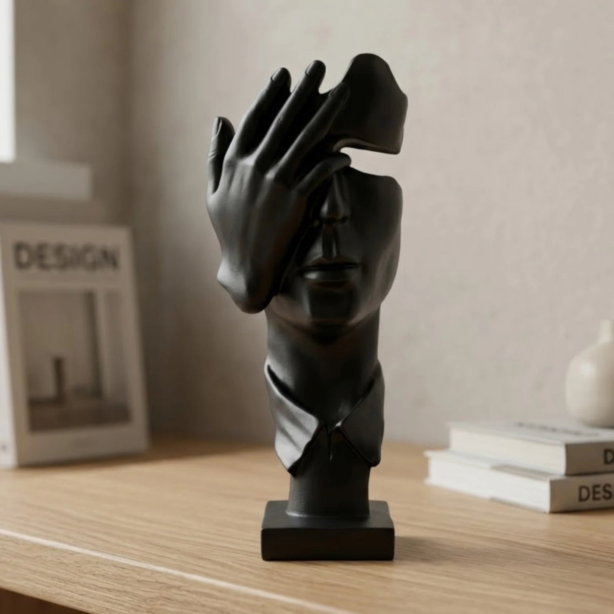 statue thinker face black 10''x3'' china
