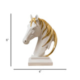 statue horse head white & golden 8''x4'' china