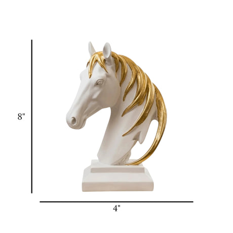 statue horse head white & golden 8''x4'' china