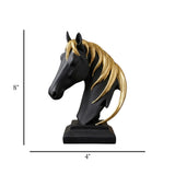 statue horse head black & golden 8''x4'' china