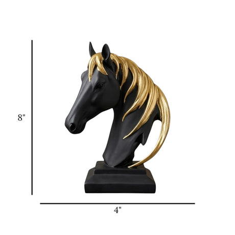 statue horse head black & golden 8''x4'' china