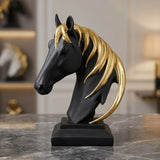statue horse head black & golden 8''x4'' china