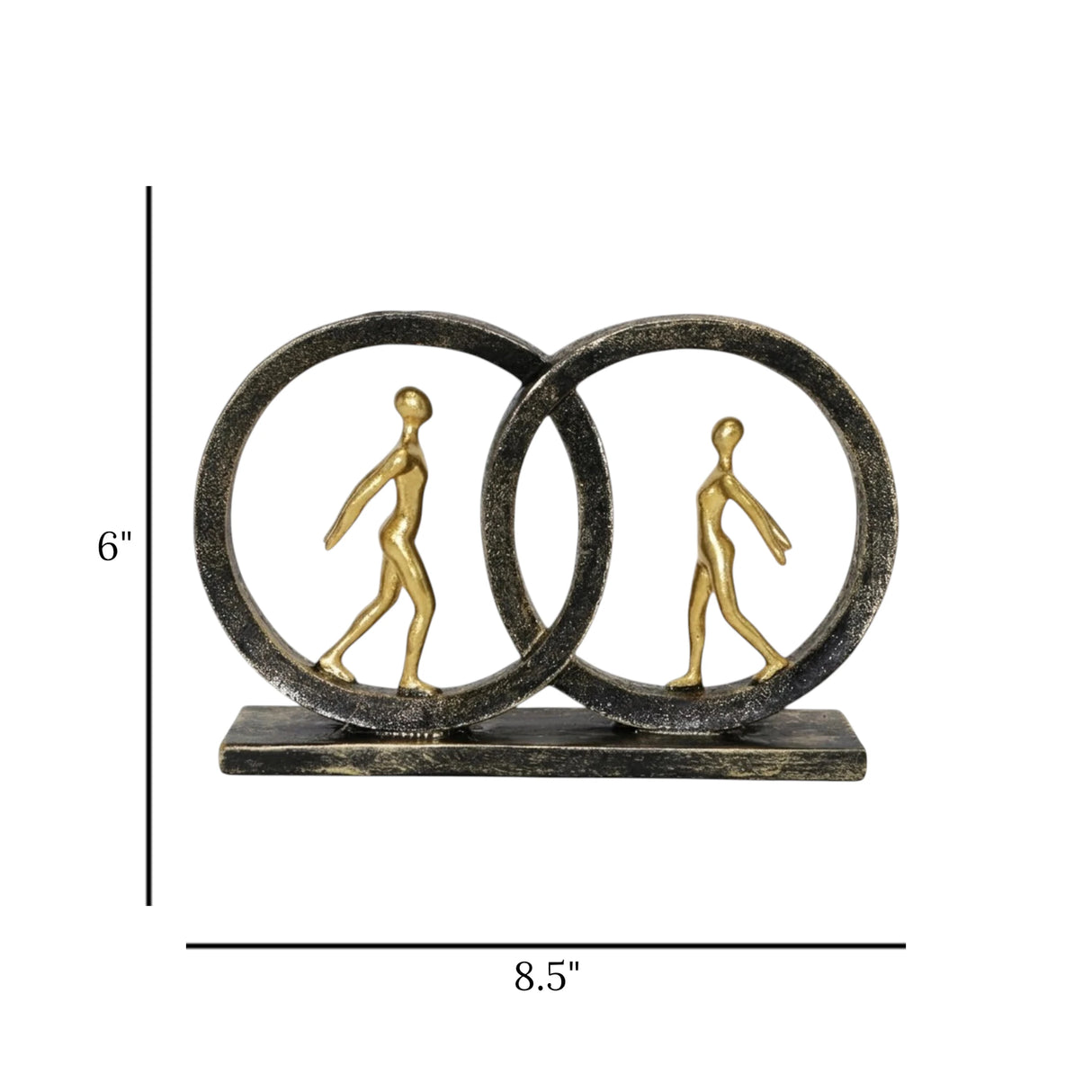 statue 2 figure in circular frame black & golden 6''x8.5'' china