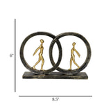 statue 2 figure in circular frame black & golden 6''x8.5'' china
