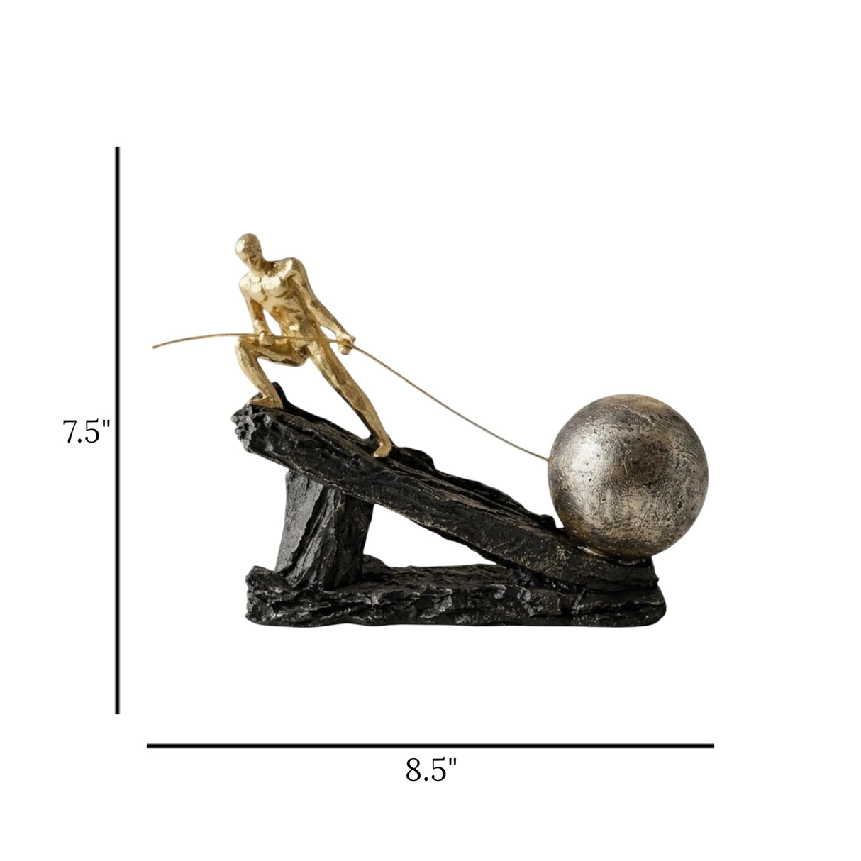 statue men pulling ball black & golden  7.5''x8.5'' china
