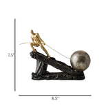 statue men pulling ball black & golden  7.5''x8.5'' china