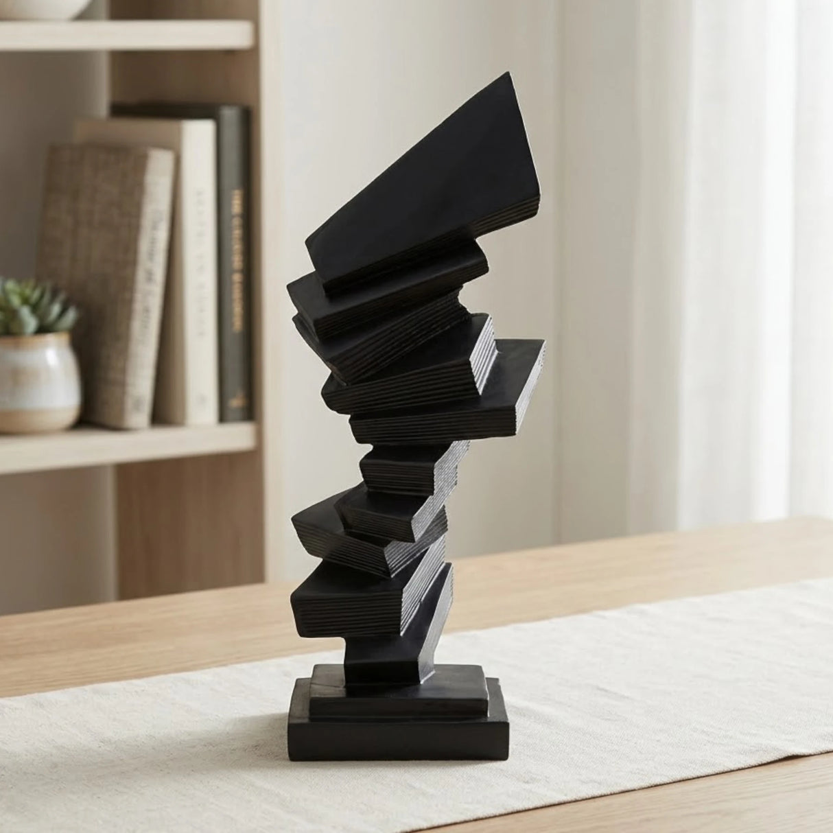 sculpture abstract rectangular block black 11''x3.5'' china