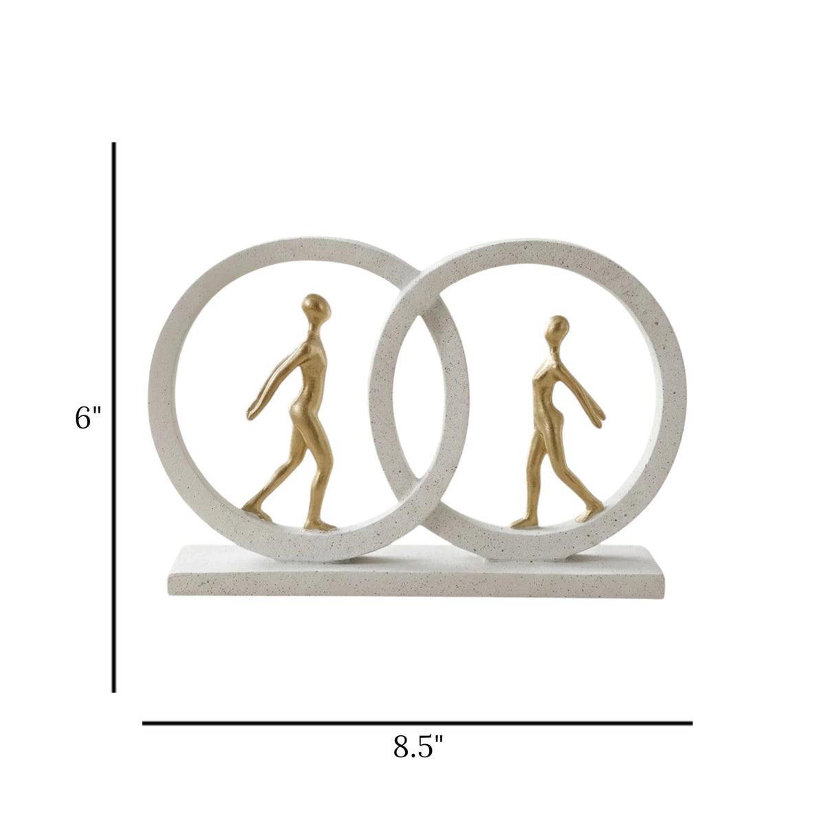 statue 2 figure in circular frame white & golden 6''x8.5'' china