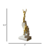 statue trophy 2men climbing stack book golden & white 11.5''x4'' china
