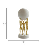 statue 3 men carry globe white & golden 10.5''x4'' china