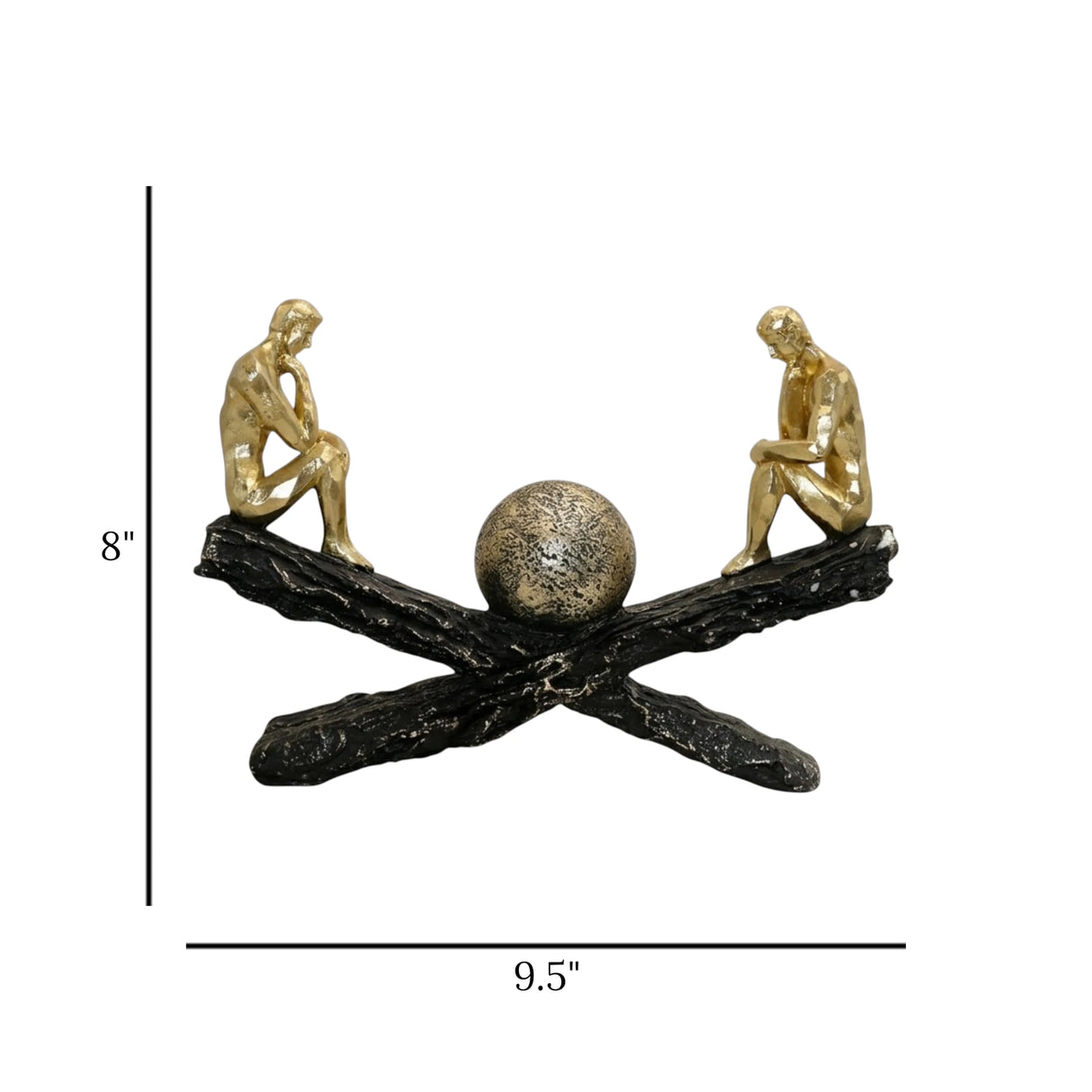 statue 2 men sitting on x black & golden 8''x9.5'' china
