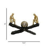 statue 2 men sitting on x black & golden 8''x9.5'' china