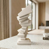 sculpture abstract rectangular block white 11''x3.5'' china