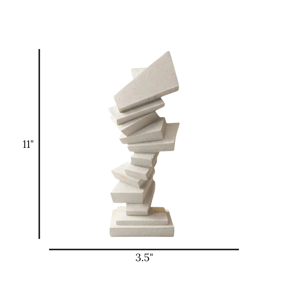 sculpture abstract rectangular block white 11''x3.5'' china