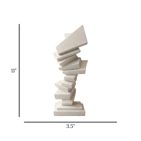 sculpture abstract rectangular block white 11''x3.5'' china