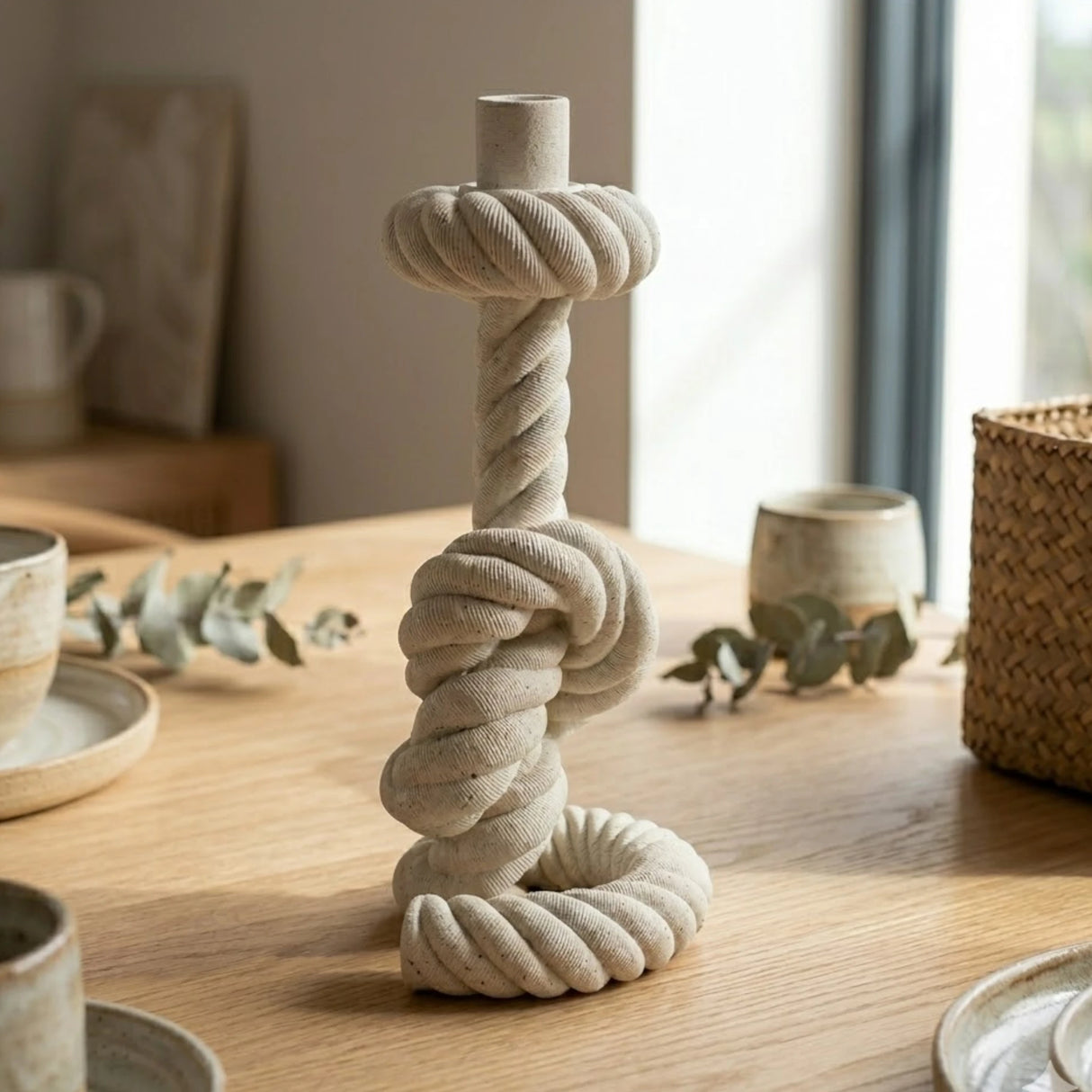 decorative candle stand rope white 9.5''x5.5'' china