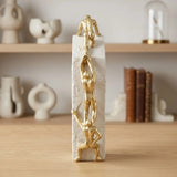 statue 3 men climbing team work white & golden  10''x2.5'' china