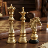 statue chess piece 3pc set golden 11''x8'' china