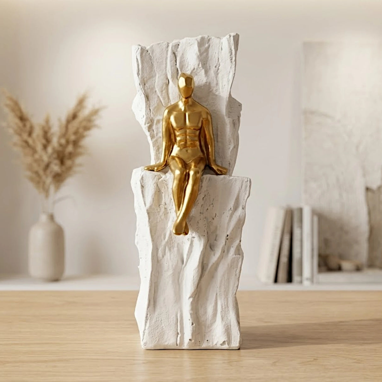 statue vase men sit white 8''x2.5'' china