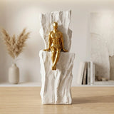 statue vase men sit white 8''x2.5'' china