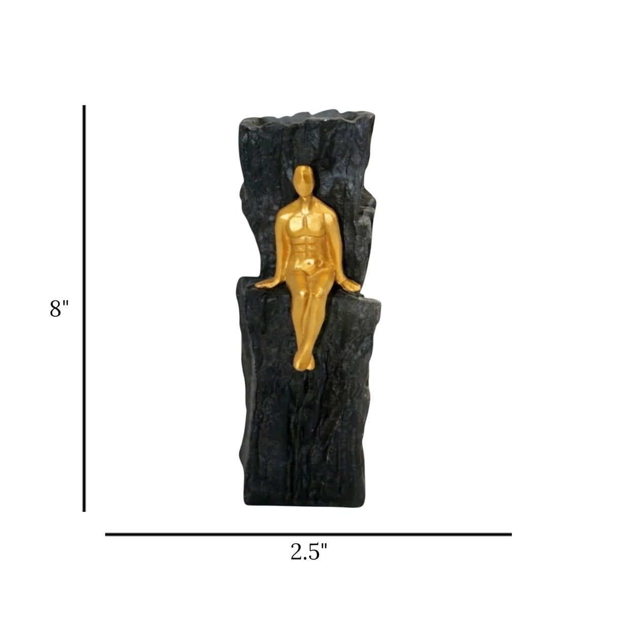 statue vase men sit black 8''x2.5'' china